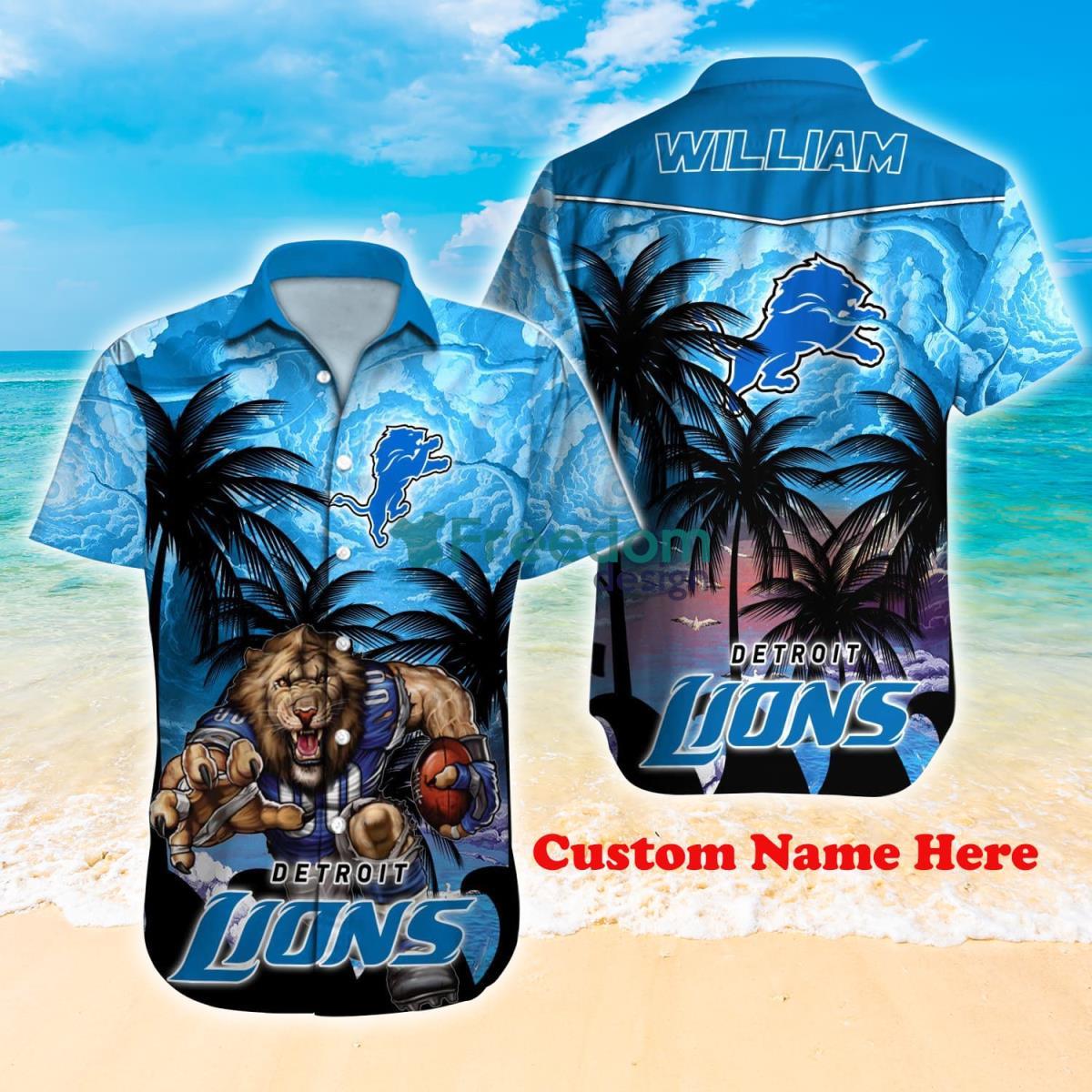 Detroit Lions NFL Custom Name Hawaiian Shirt Unique Gift For Men Women Fans  - Freedomdesign