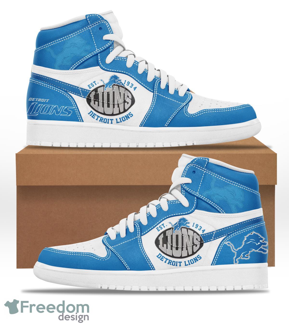 Detroit Lions Air Jordan Hightop Shoes - Freedomdesign