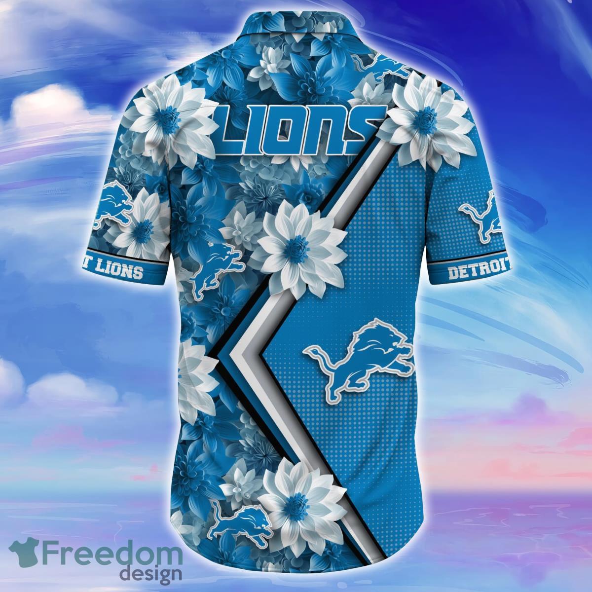 Detroit Lions NFL Hawaiian Shirt, Palm Tree Summer Pattern Hawaii 3D Shirt  - Bring Your Ideas, Thoughts And Imaginations Into Reality Today