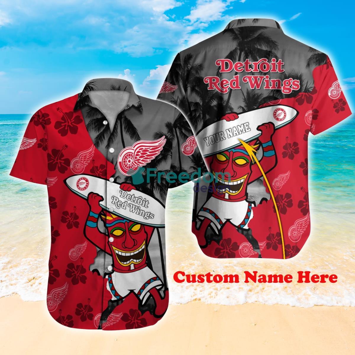 Detroit Red Wings NHL Custom Name Hawaiian Shirt Hot Design For Fans Product Photo 1