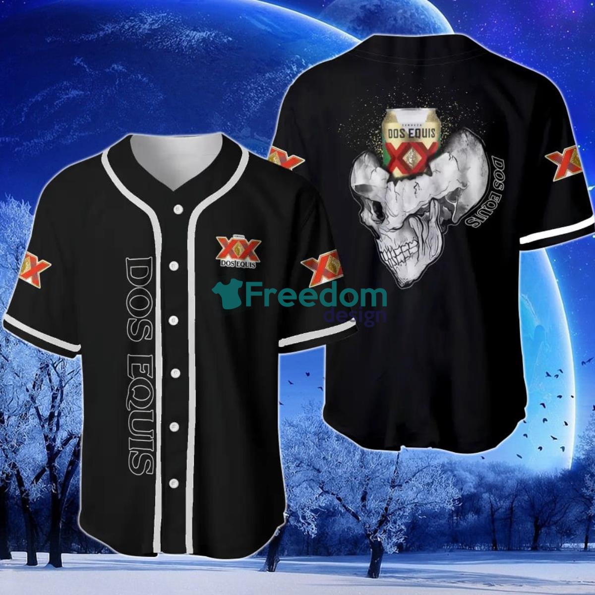 Dos Equis Skull Halloween Baseball Jersey Product Photo 1