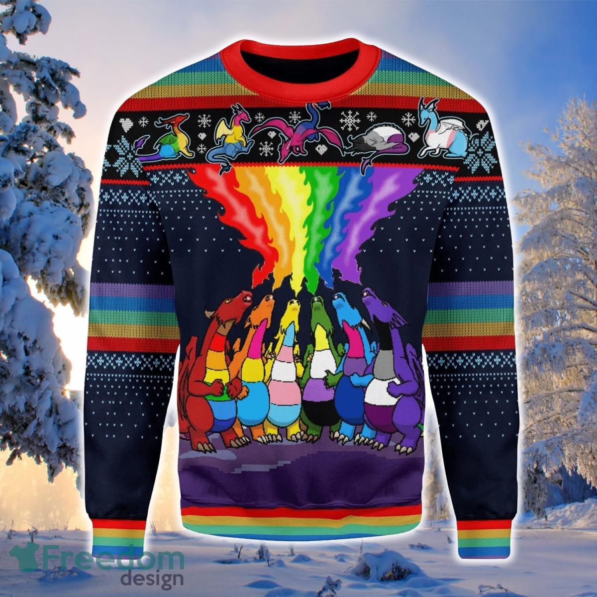 Dragon LGBT 3D Sweater Ugly Christmas Sweater For Men Women Product Photo 1