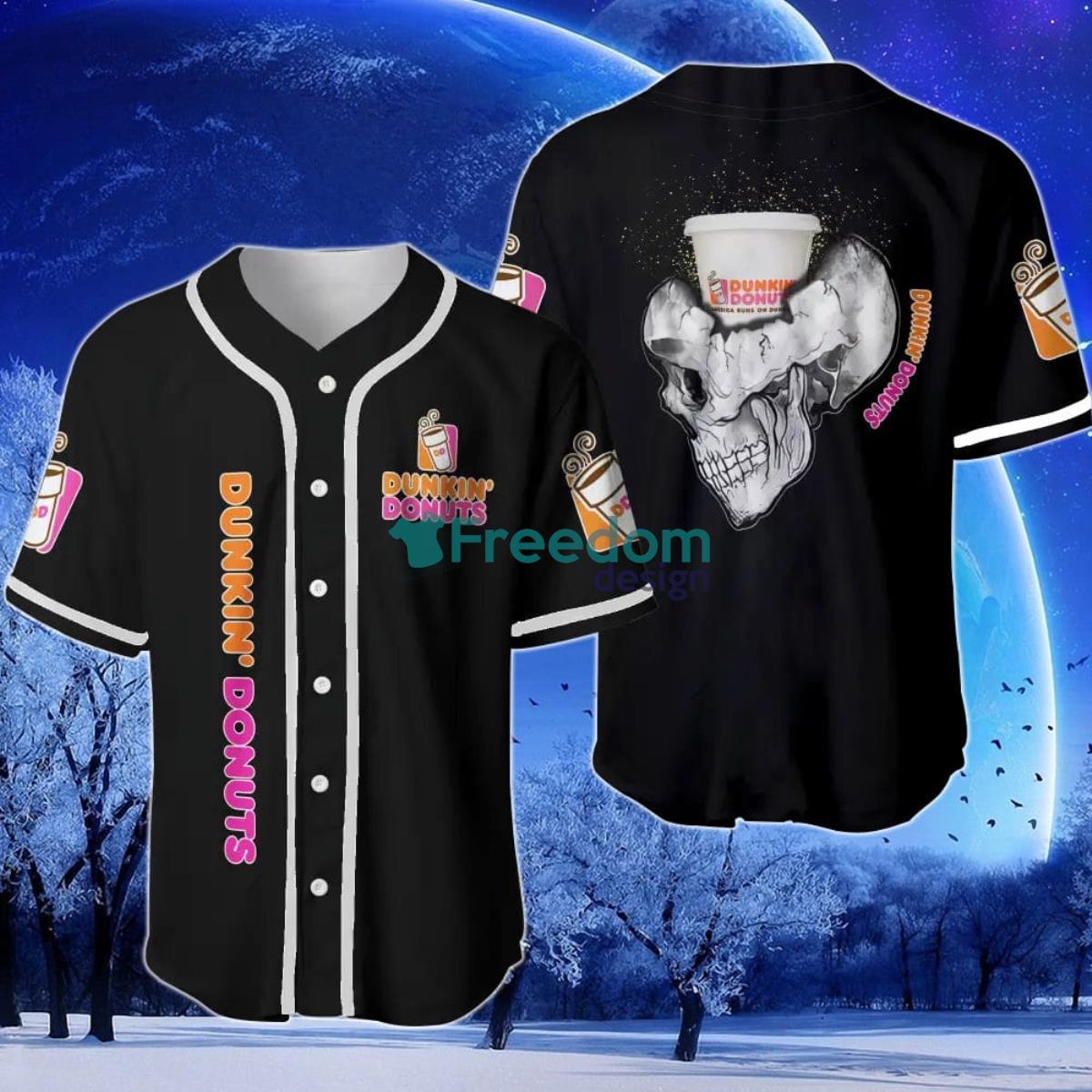 Dunkin Donuts Skull Halloween Baseball Jersey Product Photo 1