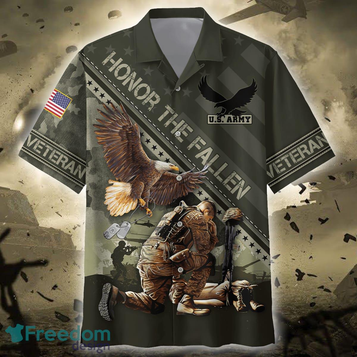 Eagle Print US Army Hawaiian Shirt For Men Veteran - Freedomdesign