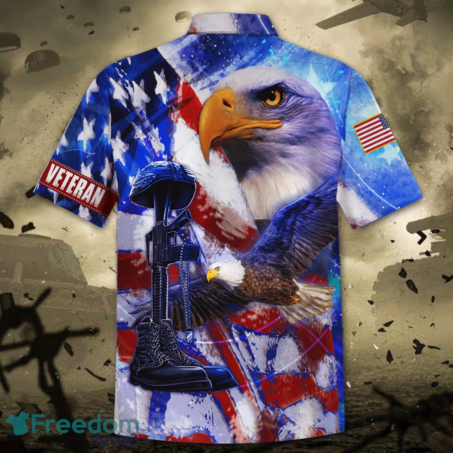 US Army Veteran Eagle Hawaiian Shirt And Short Set Men Women - Freedomdesign