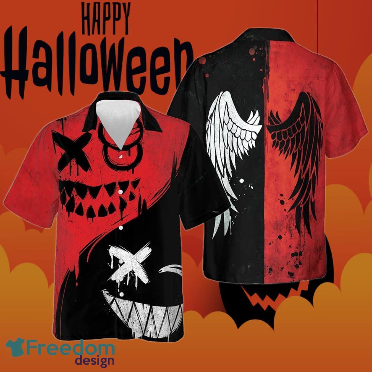 Evil Smile Halloween Hawaiian Shirt Mens Spirit Halloween Aloha Shirt Product Photo 1