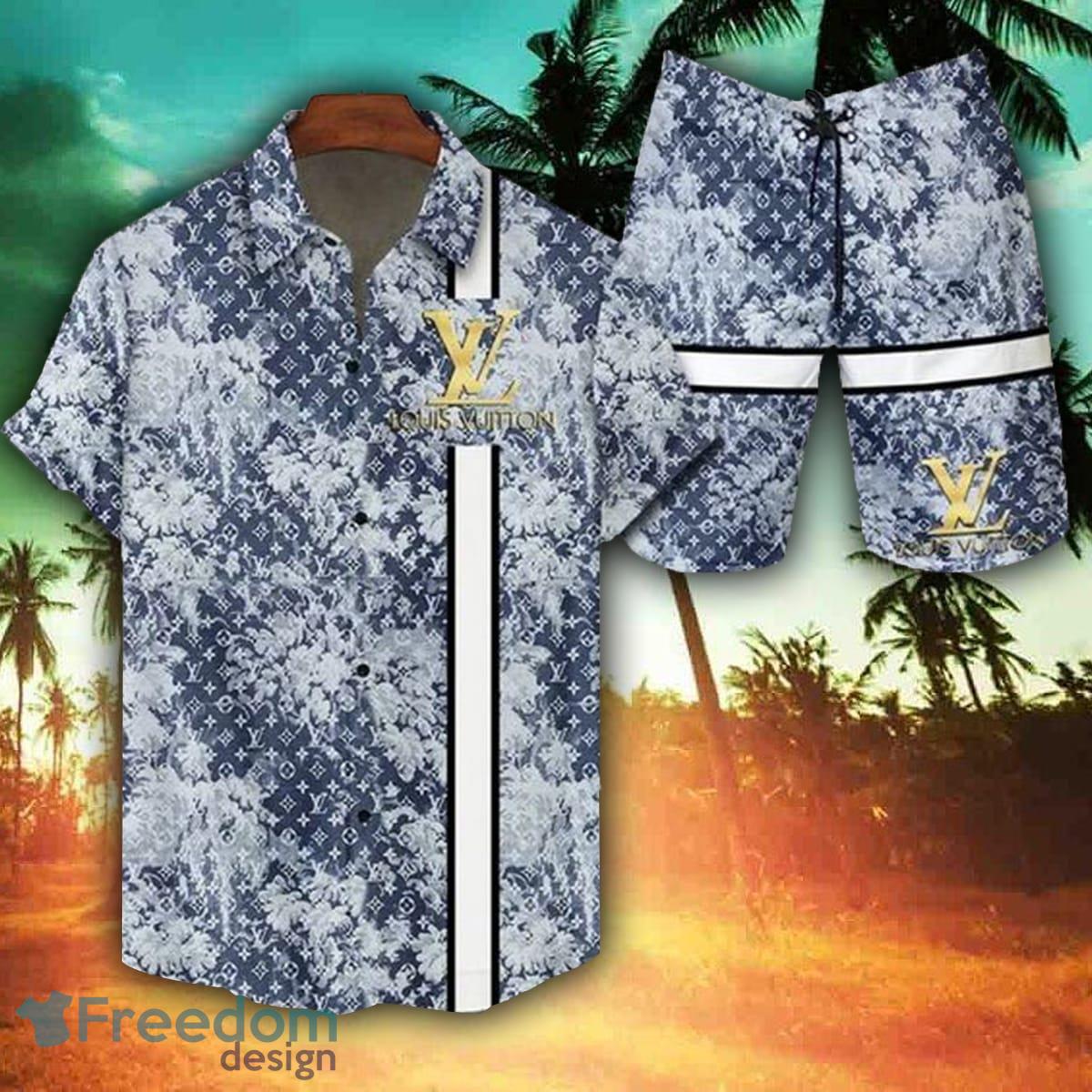 Exclusive summer ensemble Louis Vuitton Logo Pattern Hawaiian Shirt And Short  Set - Freedomdesign