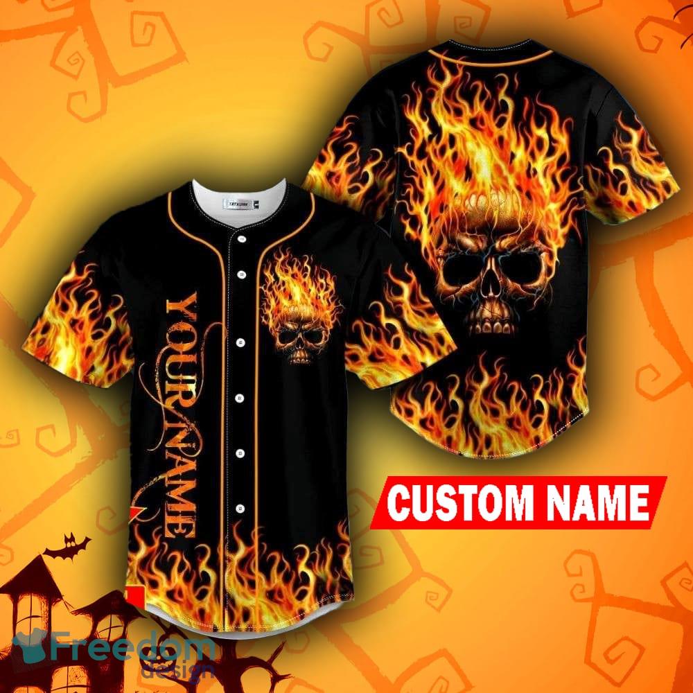 Ice Fire Wolf Grim Reaper Fire Lightning Skull Baseball Jersey For