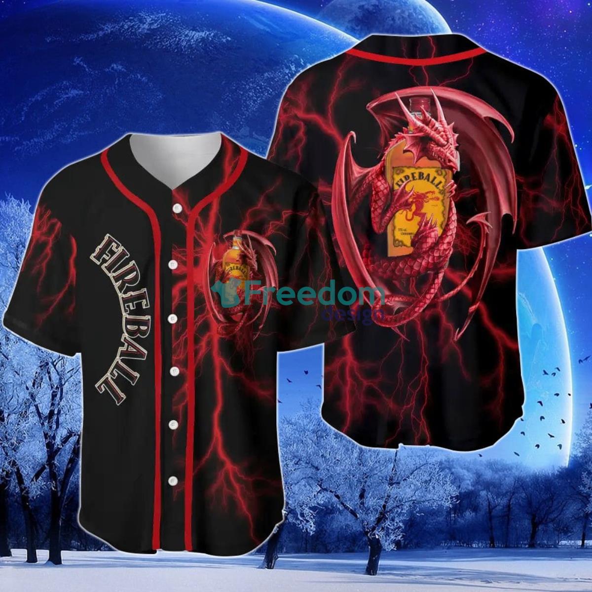 Fireball Whiskey Dragon Thunder Baseball Jersey Product Photo 1