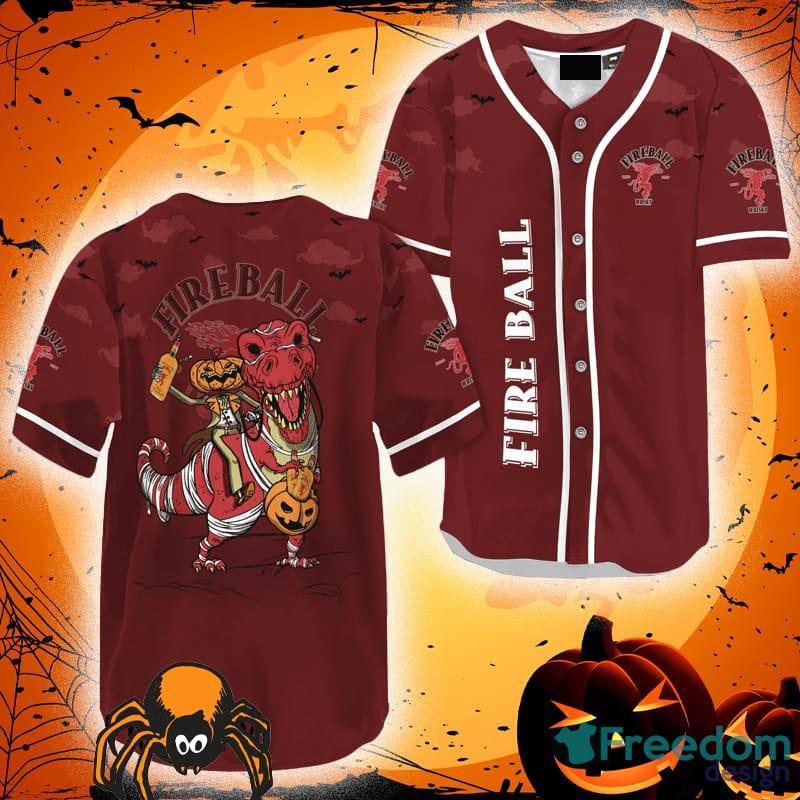 White And Red Split Fireball Whisky Baseball Jersey