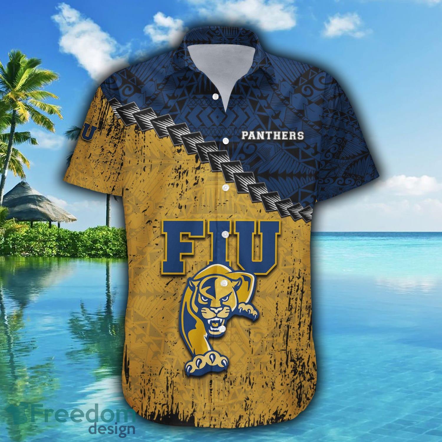 FIU Panthers 3D Hawaiian Shirt Grunge Polynesian TattooNCAA Summer Beach  For Fans Gift - Freedomdesign