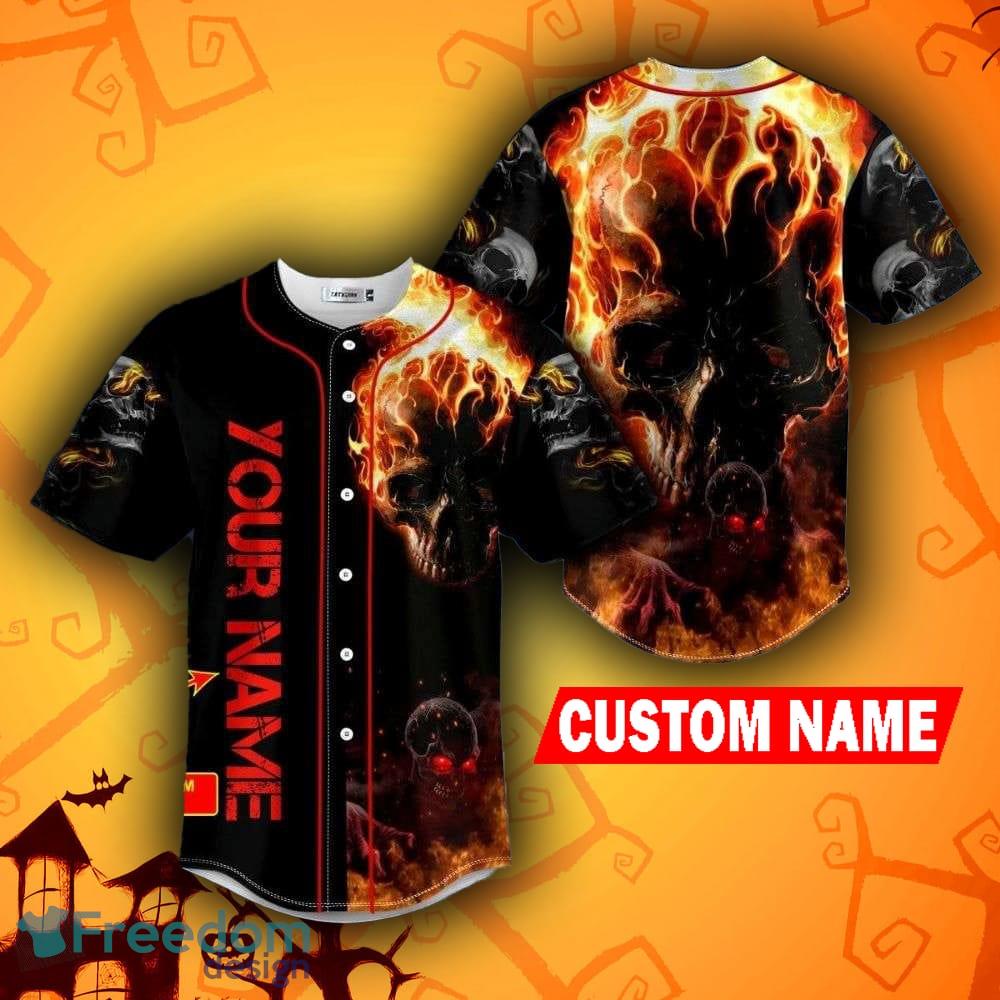 Chicago Bears NFL Baseball Jersey Shirt Skull Custom Number And Name For  Fans Gift Halloween - Banantees