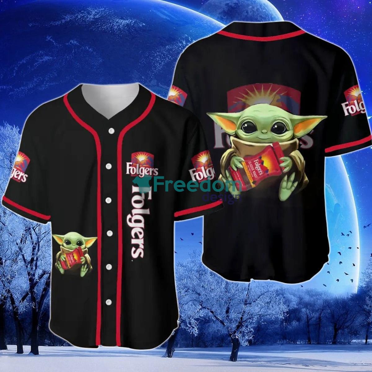 Folgers Baby Yoda Baseball Jersey Product Photo 1