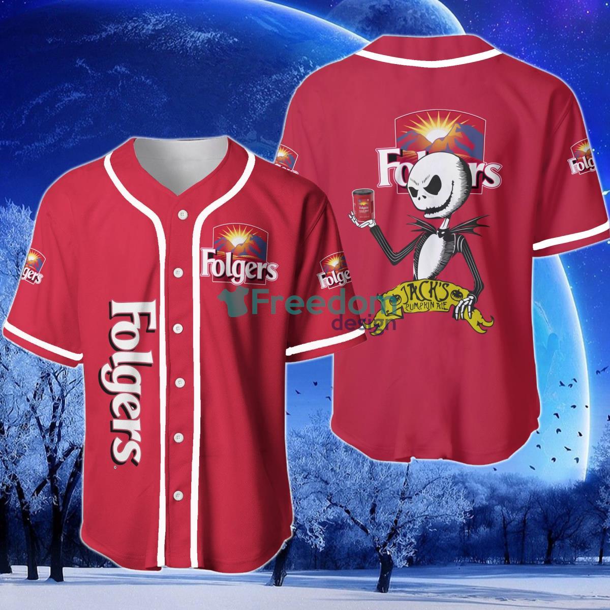 Folgers Halloween Jack Skellington Nightmare Baseball Jersey Product Photo 1