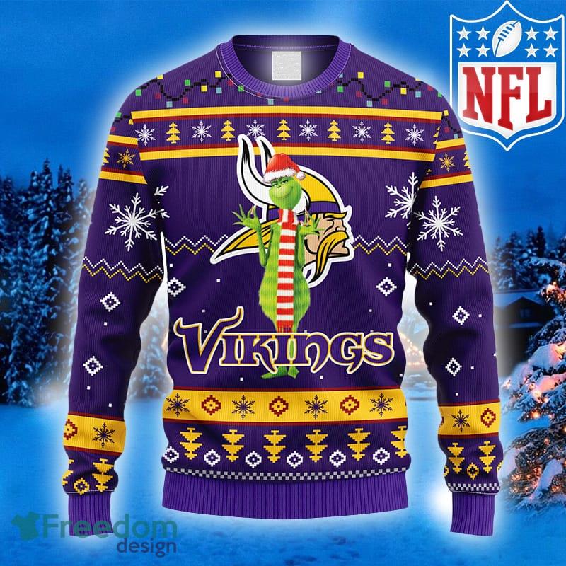 Minnesota Vikings Christmas Grinch Sweater For Fans - Freedomdesign