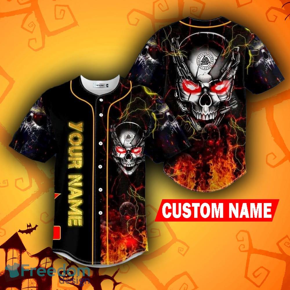 Ghost Fire Super Head Skull Custom Name All Over Print Baseball