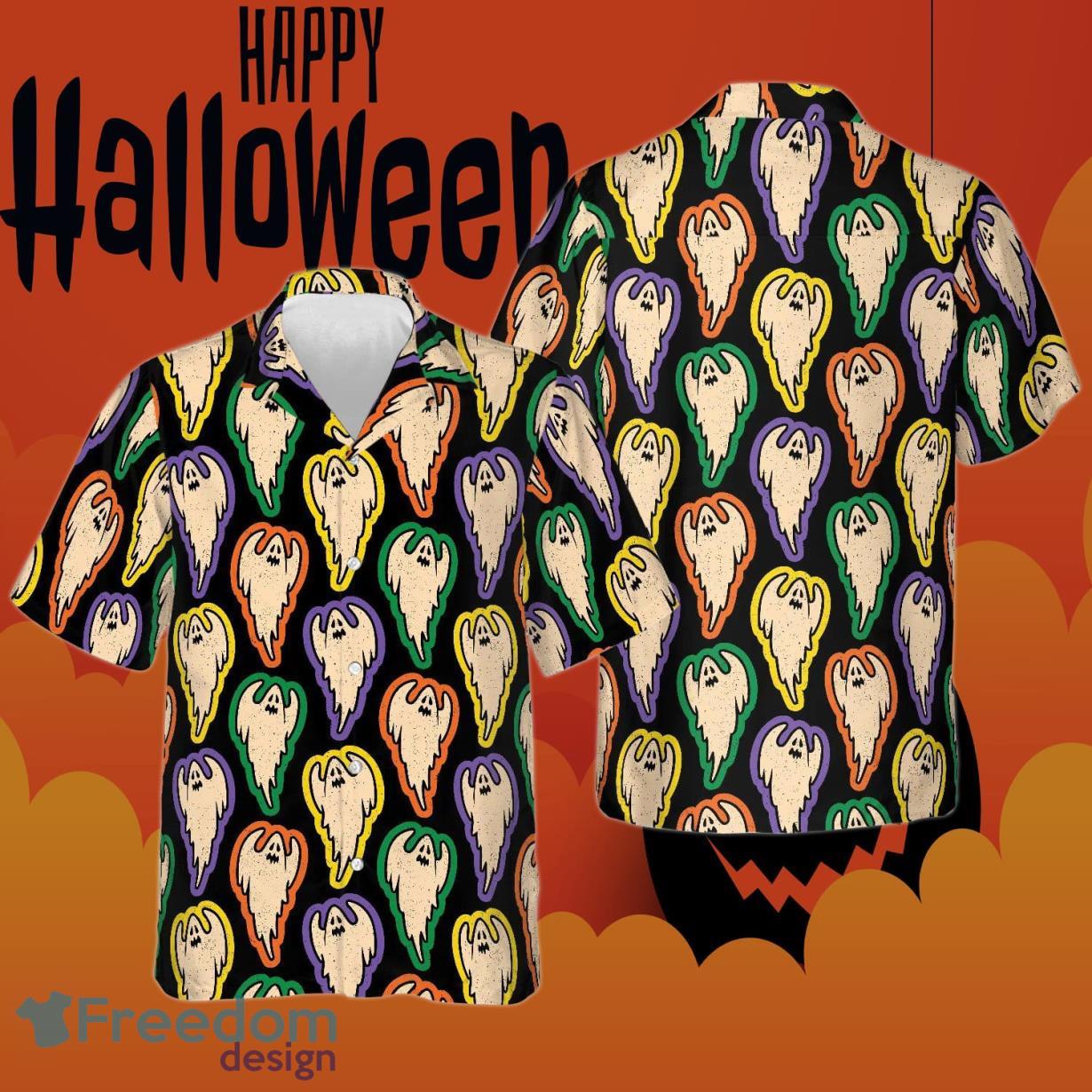 Ghosts Halloween Hawaiian Shirt Cute Ghost Spirit Halloween Button Down Shirt Product Photo 1