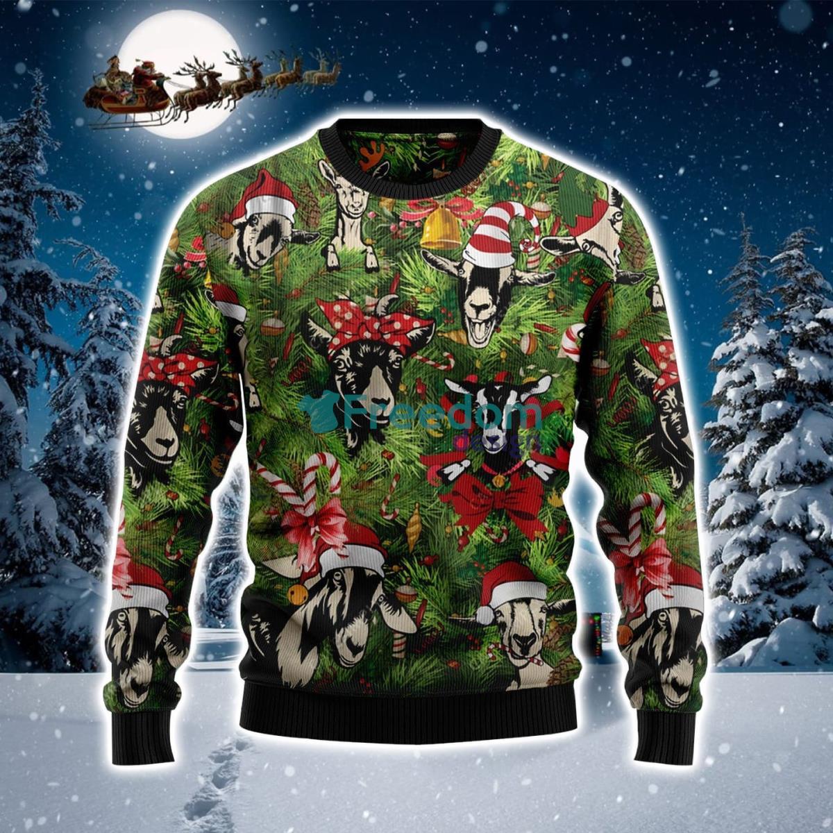 Goats Printed Ugly Christmas Sweater Product Photo 1