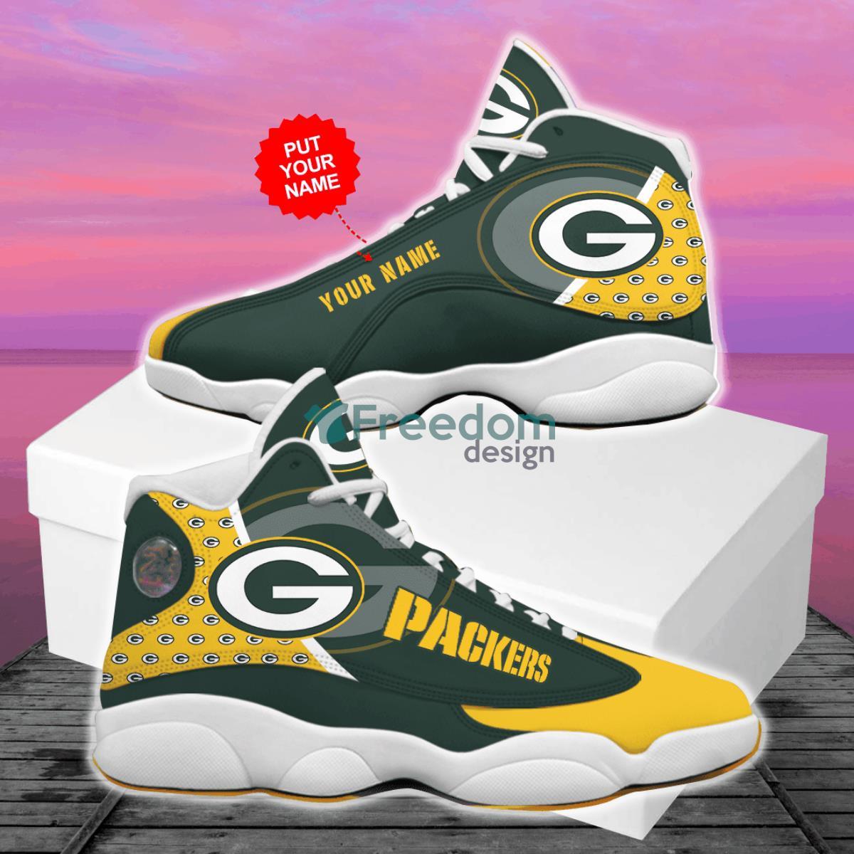 Green Bay Packers Football Team Custom Name Air Jordan 13 Shoes For Men Women Product Photo 1