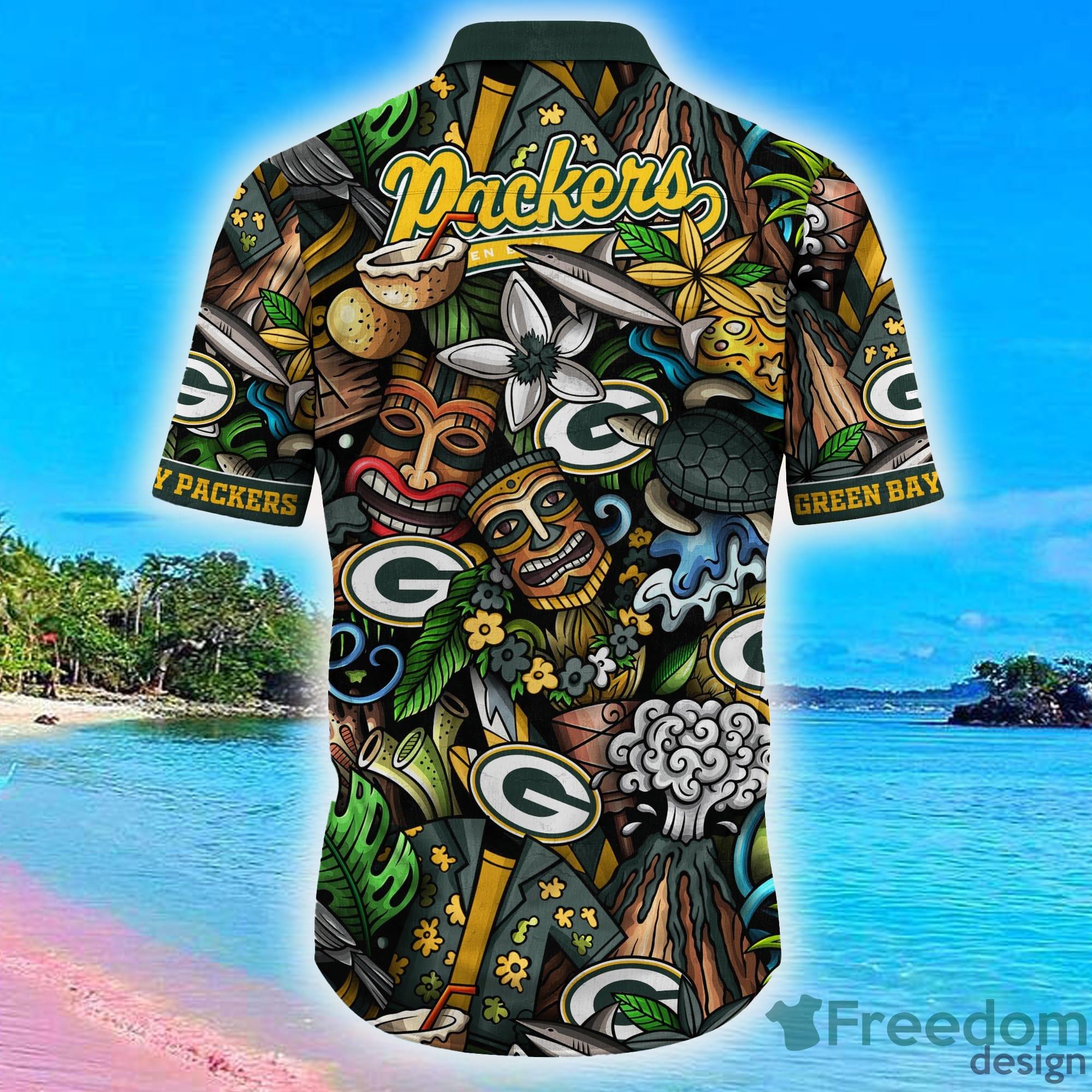 Green Bay Packers Men's Short Sleeve Shirt Hawaiian Shirts Button T Shirt  Top