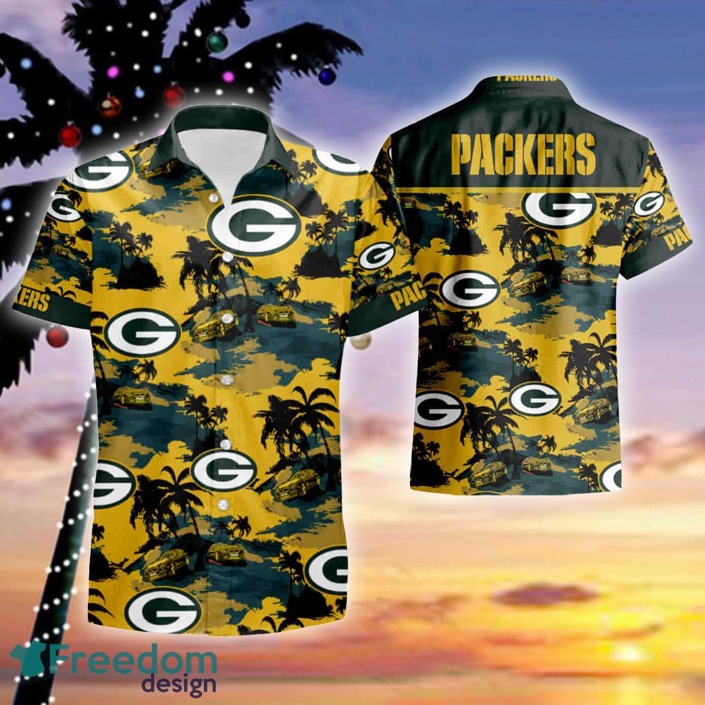 NFL Green Bay Packers Green Yellow Flower Hawaiian Shirt - Trendy Aloha