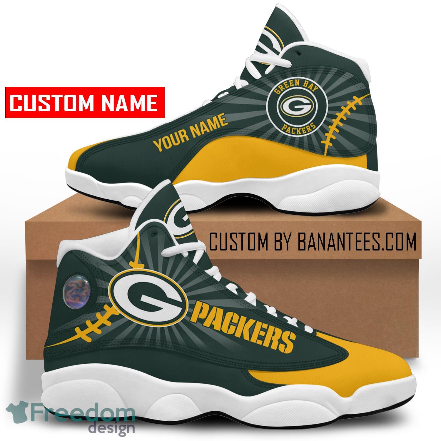 Personalized Green Bay Packers Nfl Football Custom Air Jordan 13 Shoes