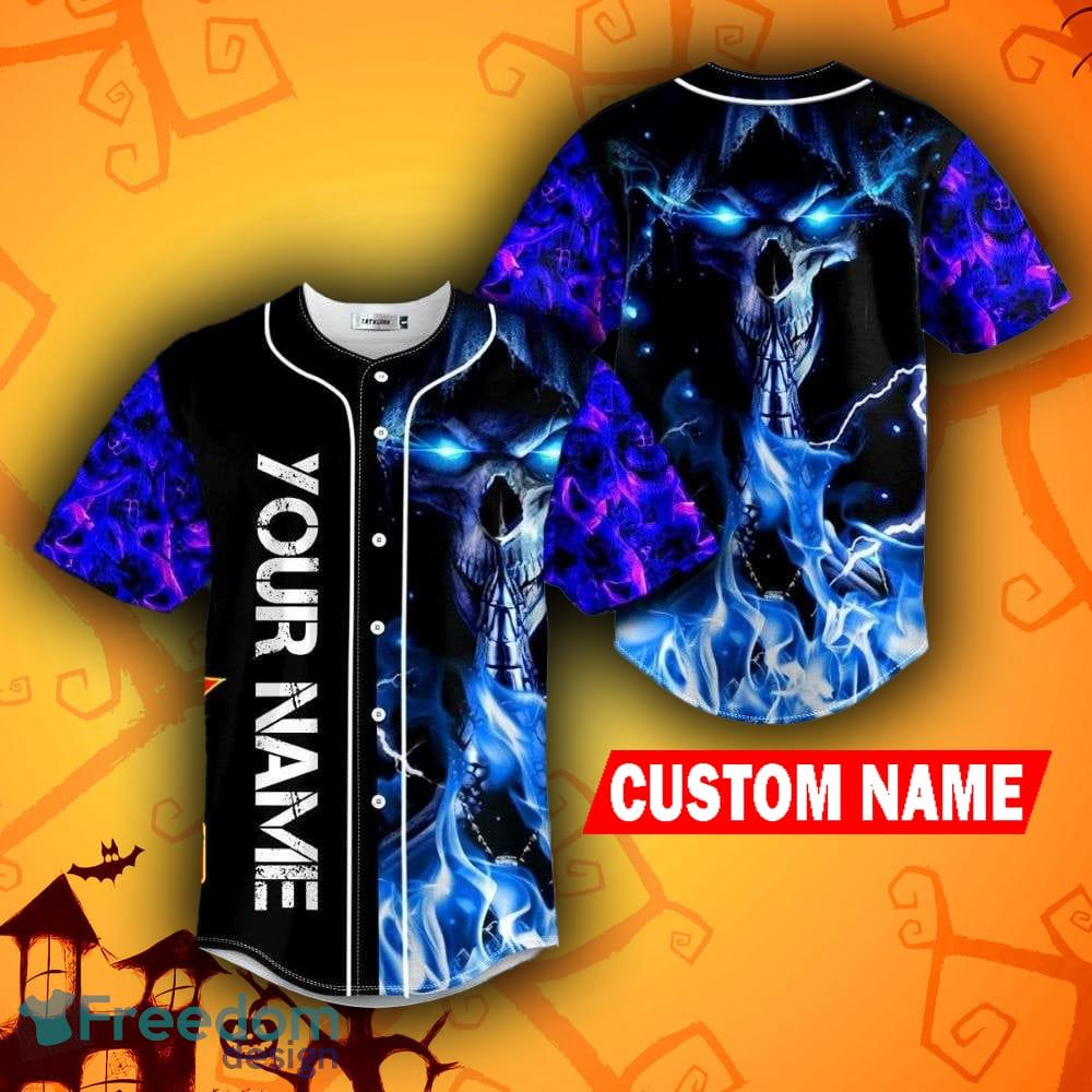 Sword Grim Reaper Blue Fire Dragon Skull Custom Trending Baseball Jersey -  Beeteeshop