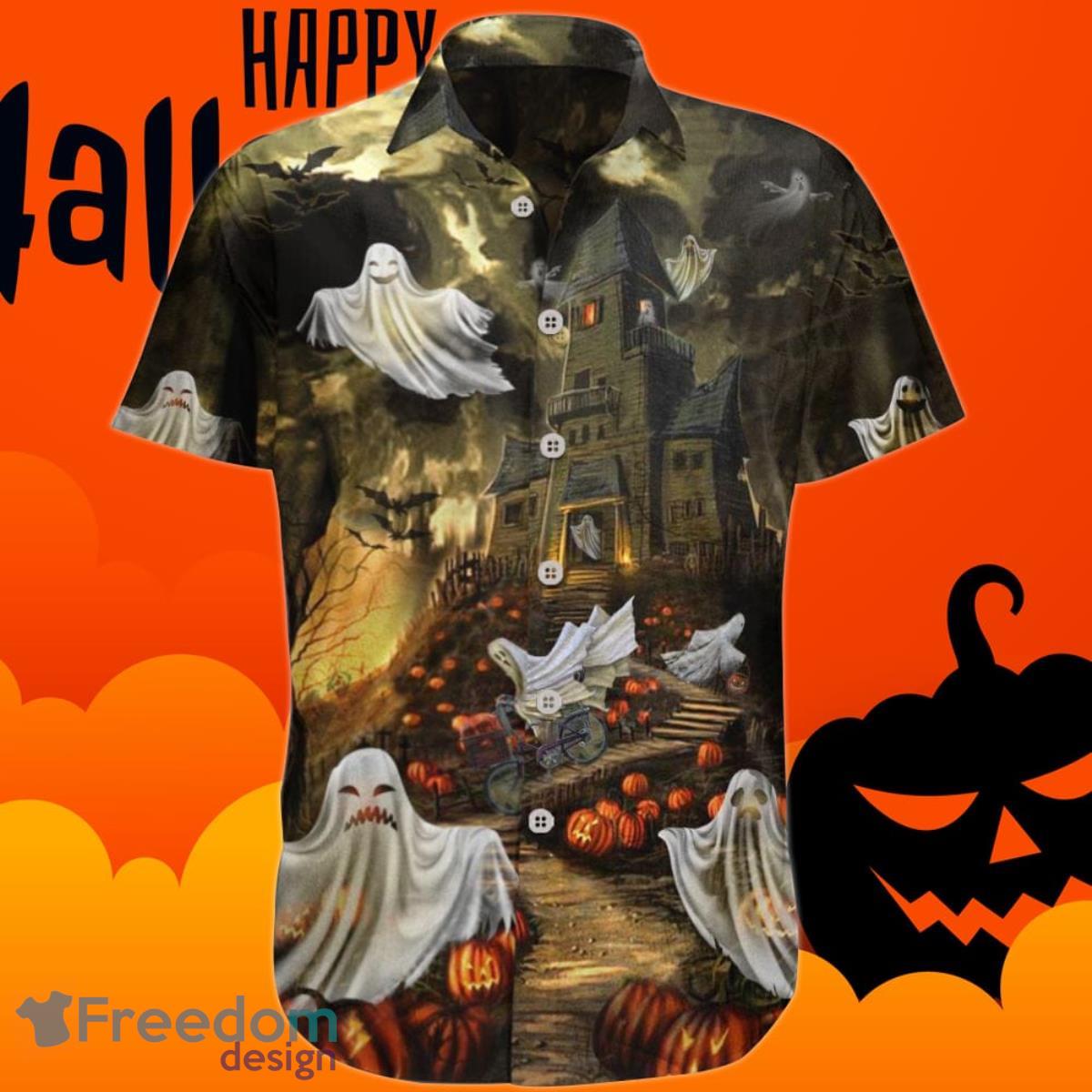 Halloween Hawaiian Shirt Mens Halloween Themed Button Up Shirt Product Photo 1