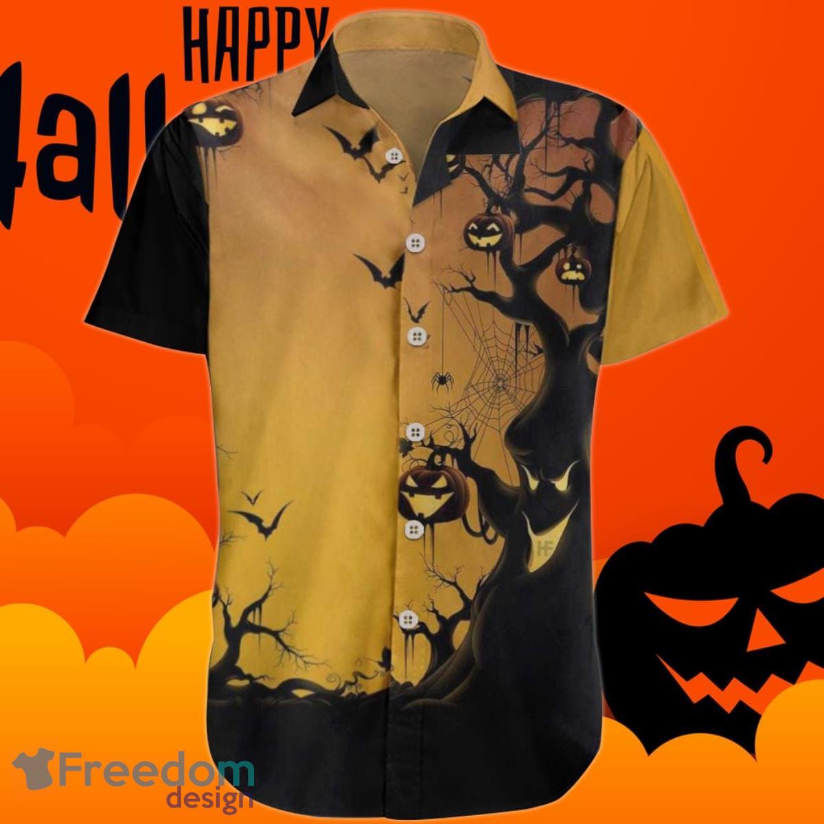 Halloween Hawaiian Shirt Orange Halloween Pumpkin  Shirt Mens Adult Gift Ideas Product Photo 1