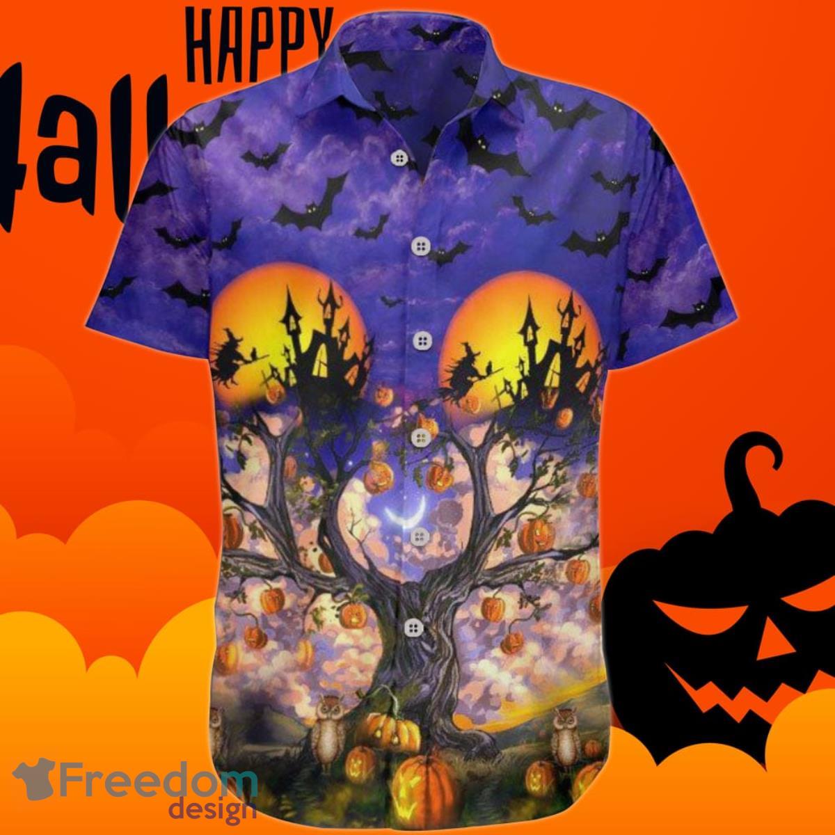 Halloween Hawaiian Shirt Pumpkin Halloween Themed Aloha Shirt Product Photo 1