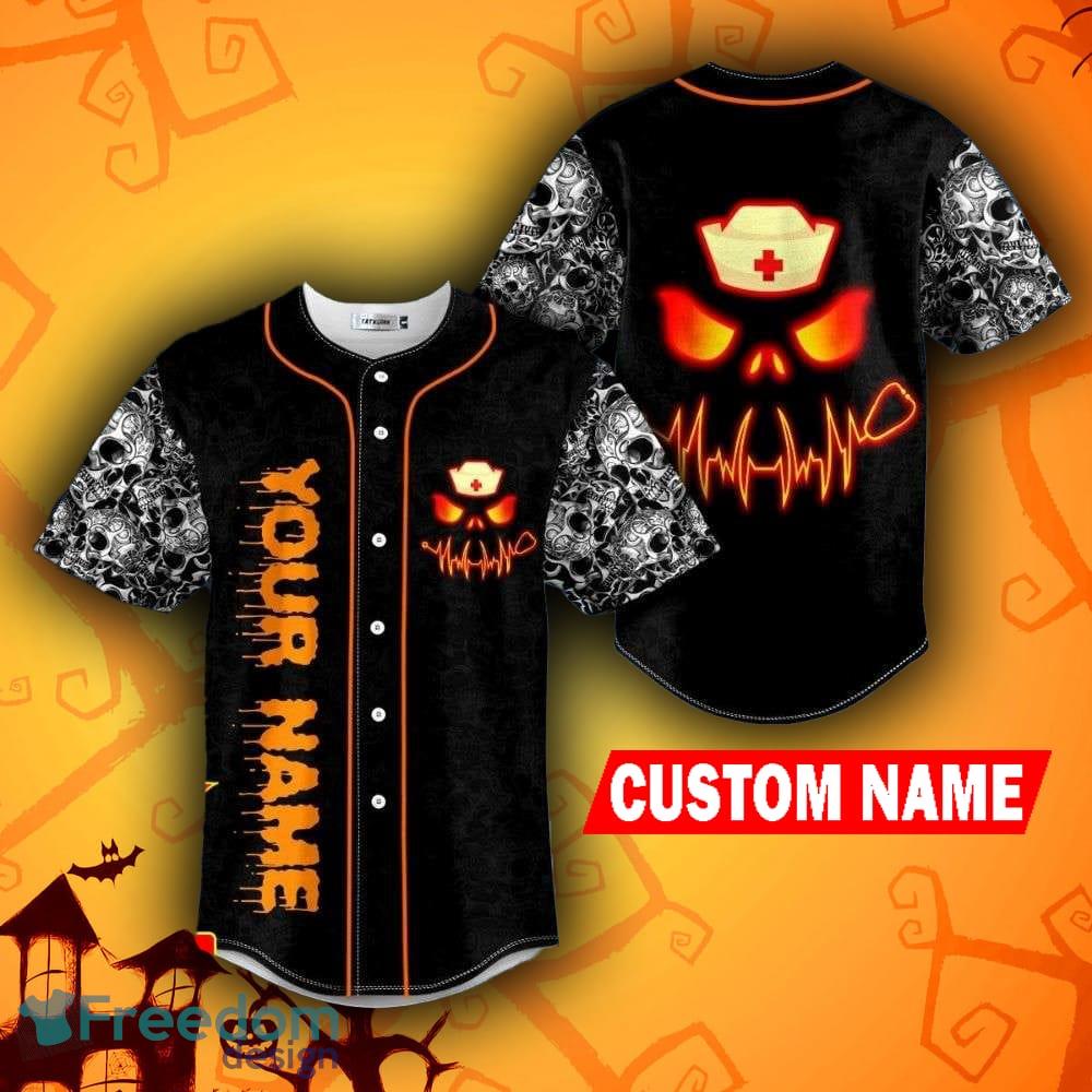 Custom Number And Name Philadelphia Eagles Skull Halloween Baseball Jersey  Unisex - Banantees