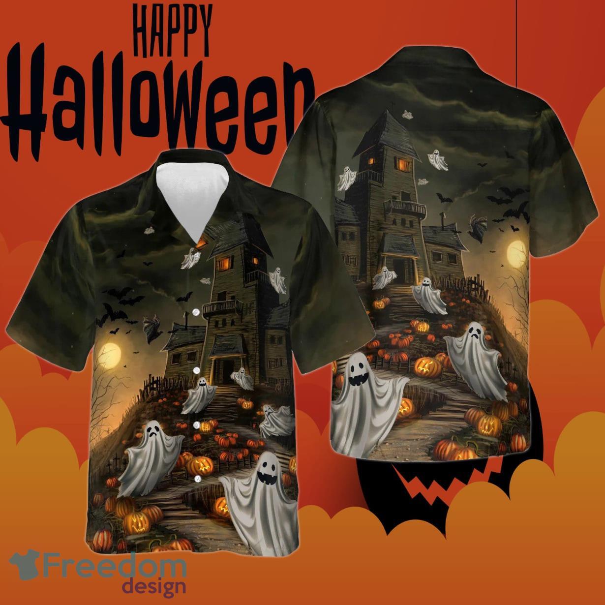 Haunted House For Ghost Halloween Hawaiian Shirt Product Photo 1