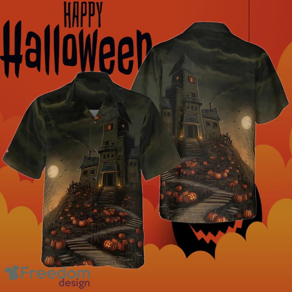 Haunted House On The Hill Hawaiian Shirt Mens Halloween Button Up Shirts Gifts For Brother Product Photo 1