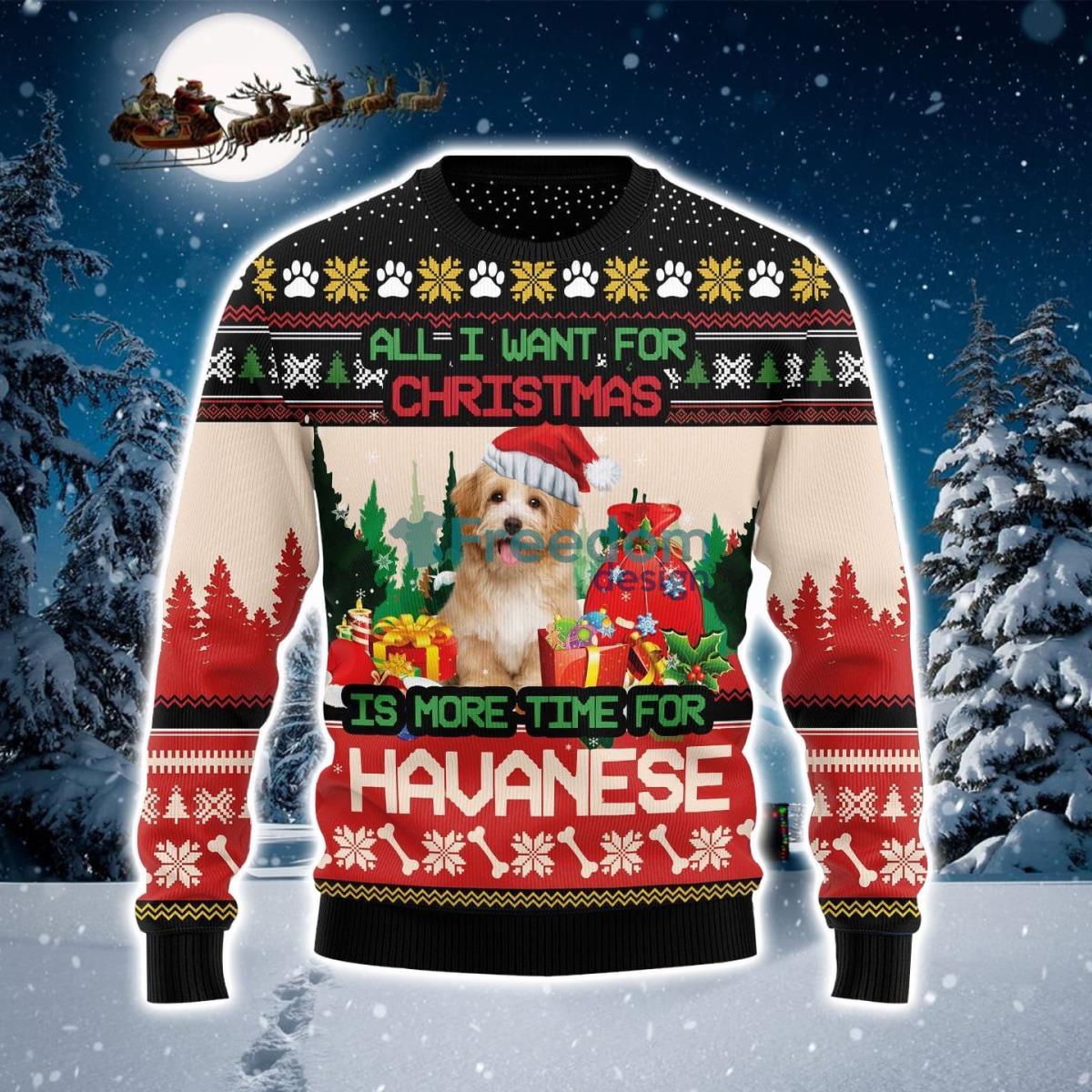 Havanese More Time Ugly Christmas Sweater Product Photo 1