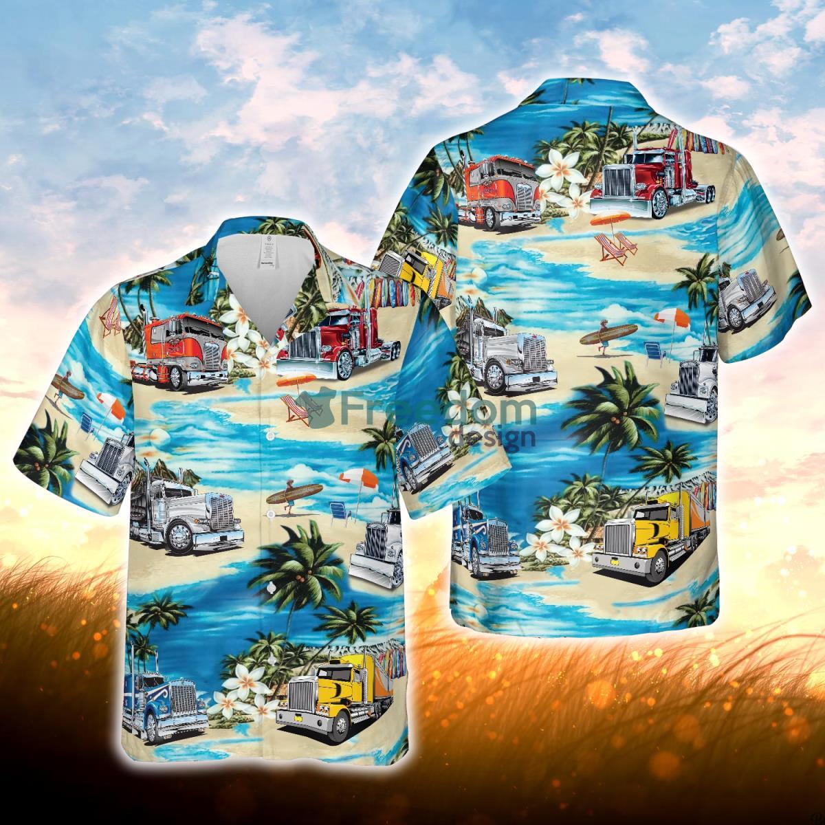 Hawaiian theme truck All 3D Printed Hawaiian Shirt For Men Women Product Photo 1