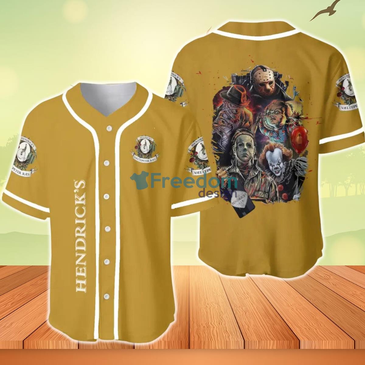 Hendrick's Gin Halloween Horror Character Baseball Jersey Product Photo 1