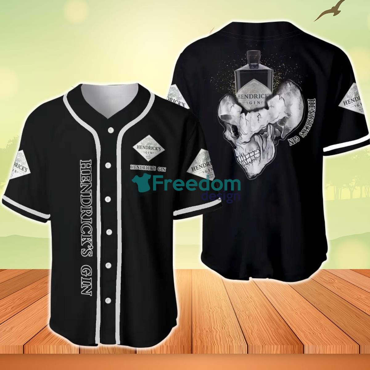 Hendrick's Gin Skull Halloween Baseball Jersey Product Photo 1