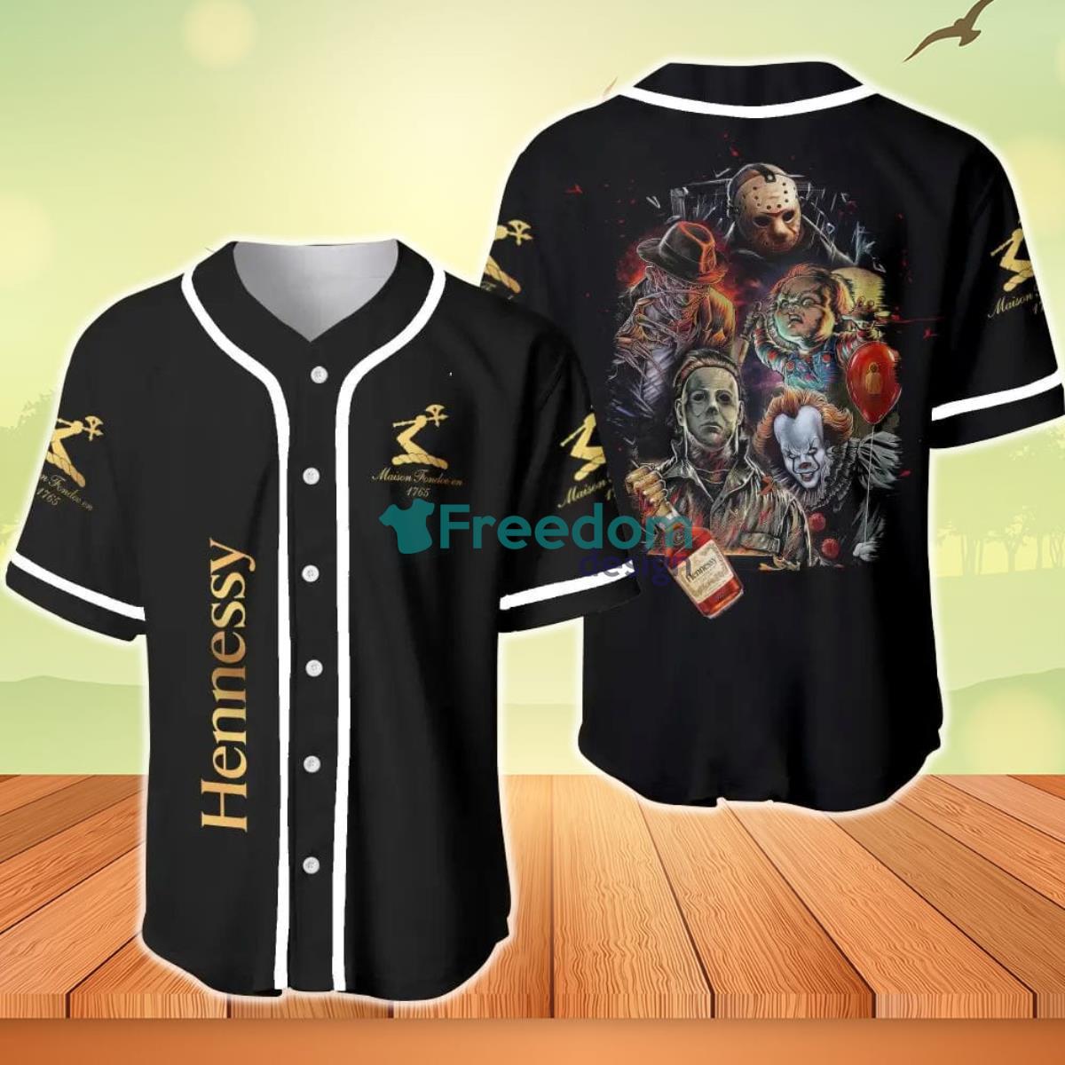 Hennessy Cognac Halloween Horror Character Baseball Jersey Product Photo 1