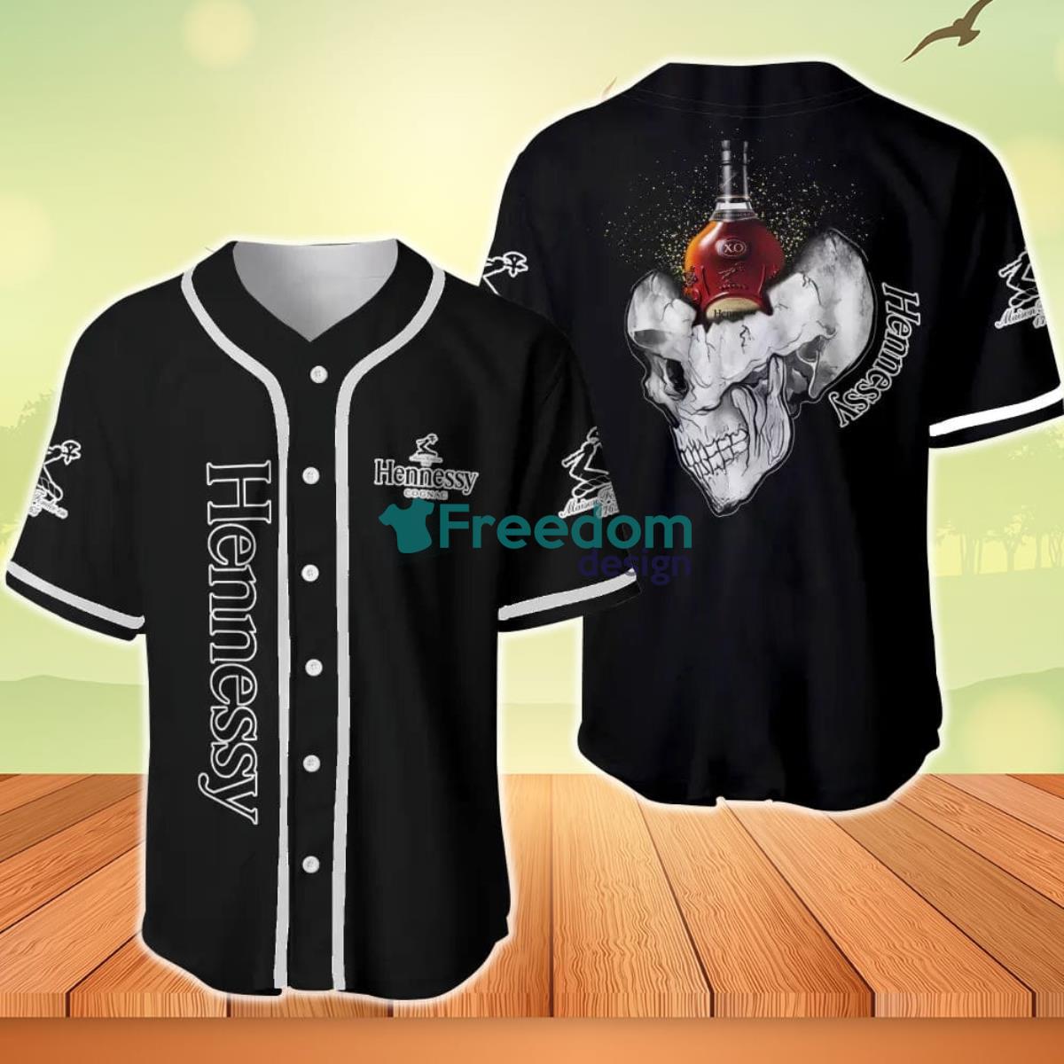 Hennessy Cognac Skull Halloween Baseball Jersey Product Photo 1