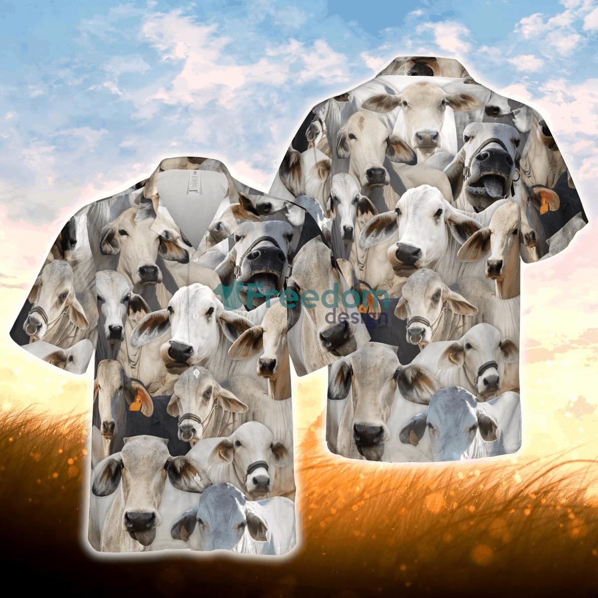 Herd of Brahman Cattles All Over Printed 3D Hawaiian Shirt For Men Women Product Photo 1