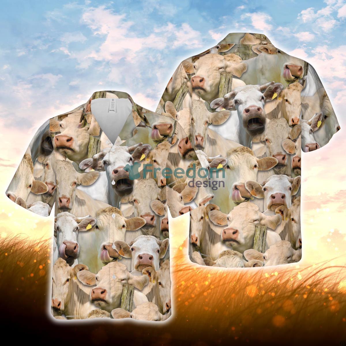 Herd Of Charolais All Over Printed 3D Hawaiian Shirt For Men Women Product Photo 1