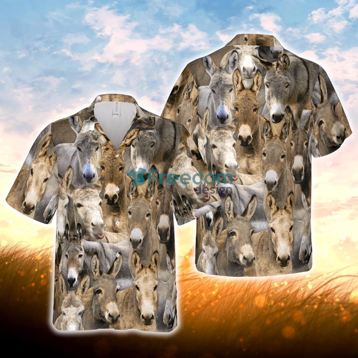 Herd of Donkeys All Over Printed 3D Hawaiian Shirt For Men Women Product Photo 1