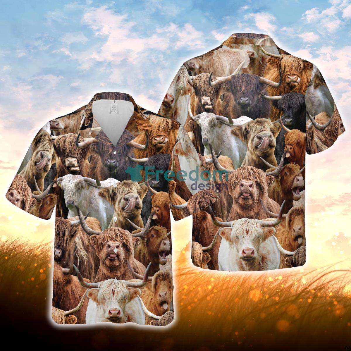 Herd Of Highlands All Over Printed 3D Hawaiian Shirt For Men Women Product Photo 1