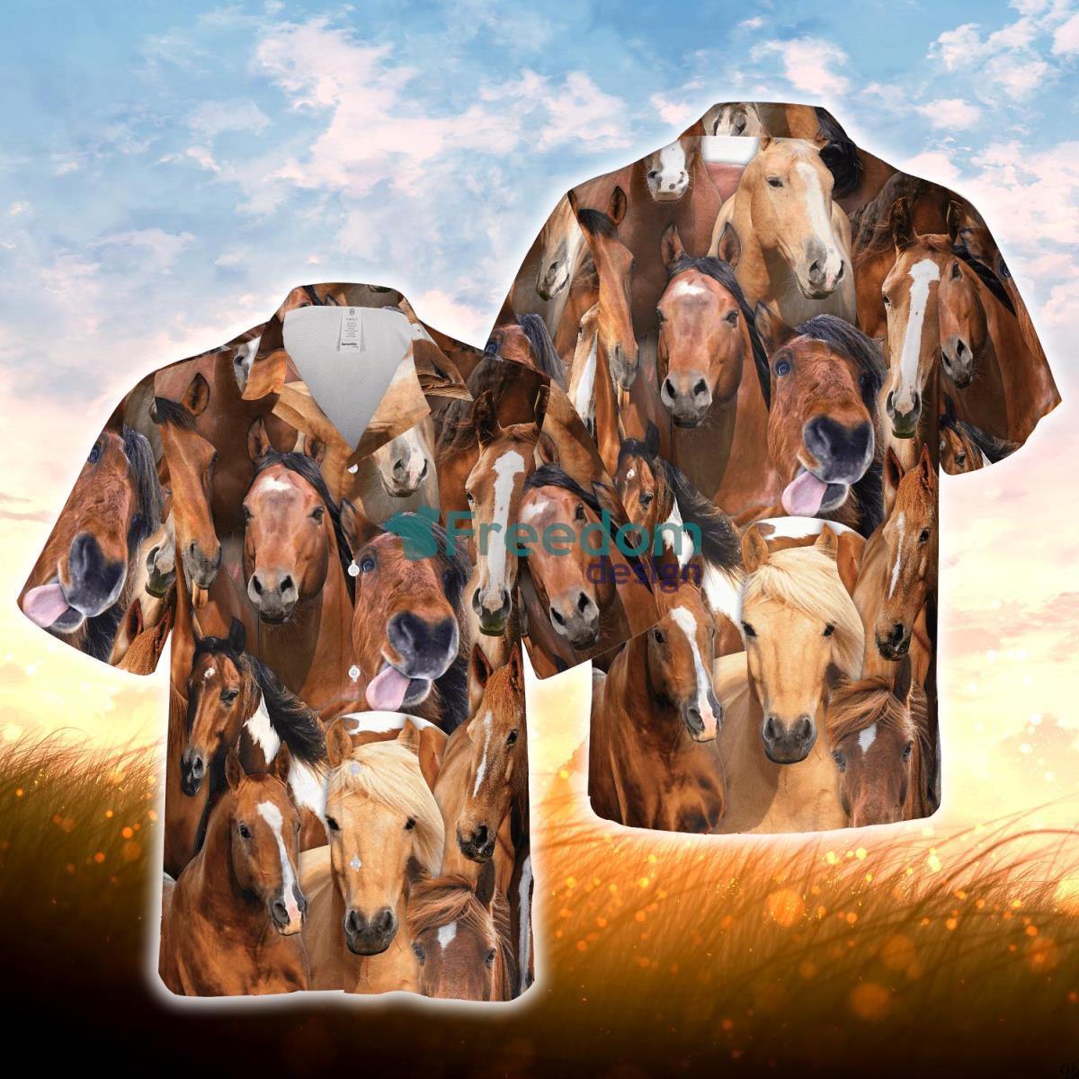 Herd of Horses All Over Printed 3D Hawaiian Shirt For Men Women Product Photo 1