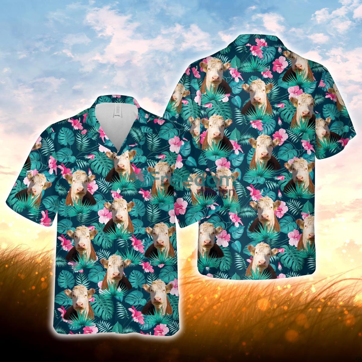 Hereford Blue Floral Summer 3D Hawaiian Shirt For Men Women Product Photo 1