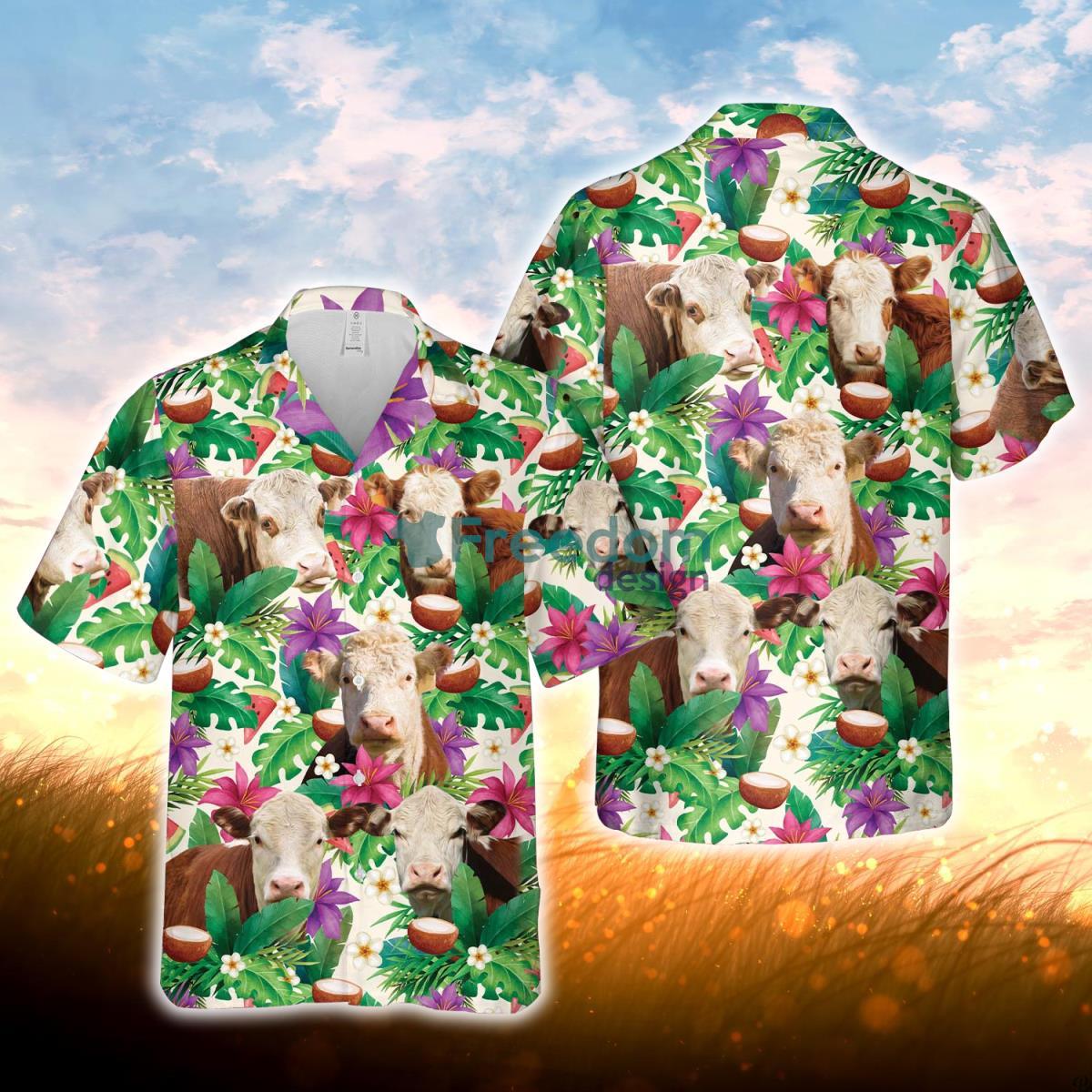 Hereford Summer Floral 3D Hawaiian Shirt For Men Women Product Photo 1