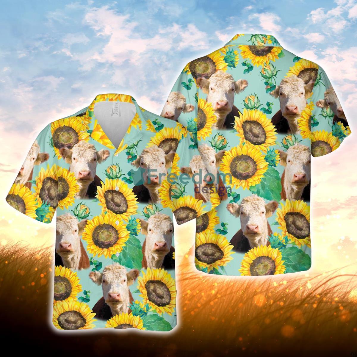 Hereford Sunflowers Floral Farm 3D Hawaiian Shirt For Men Women Product Photo 1