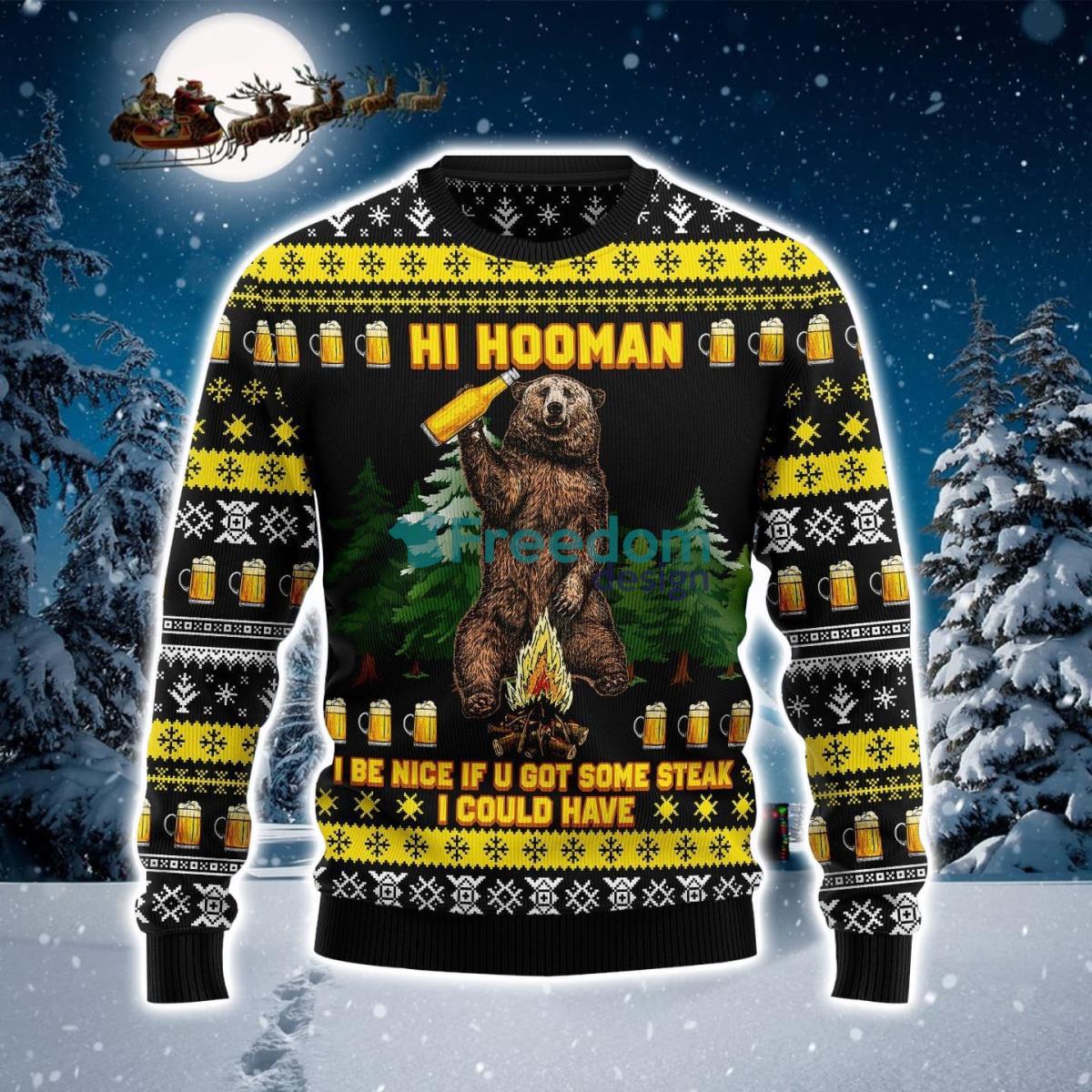 Hi Hooman Beer And Steak Ugly Christmas Sweater Product Photo 1