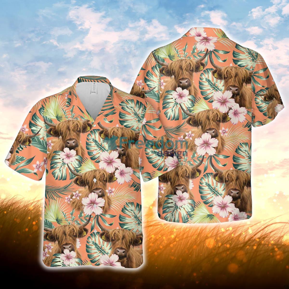 Highland Summer Happiness Floral Farm 3D Hawaiian Shirt For Men Women Product Photo 1