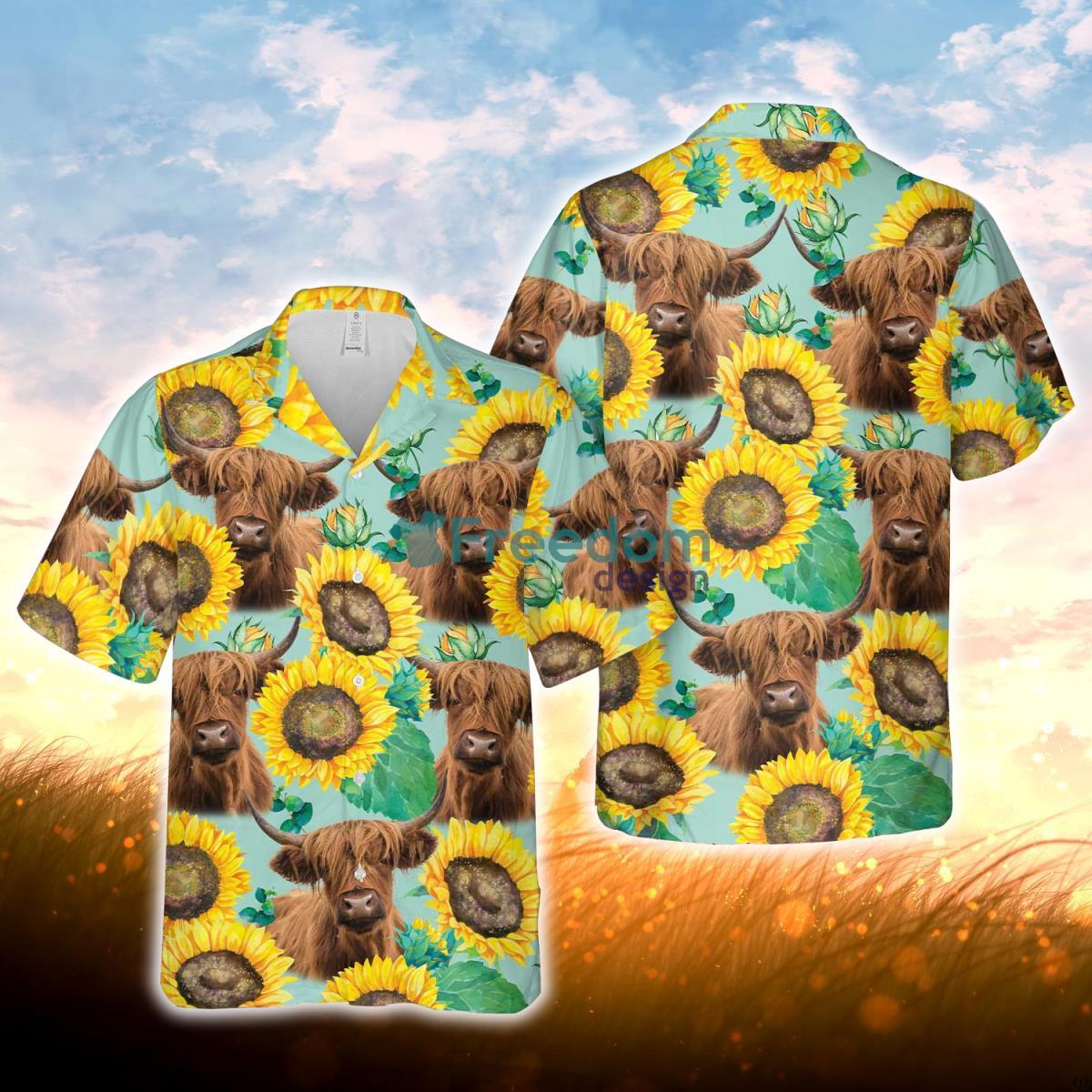 Highland Sunflowers Floral Farm 3D Hawaiian Shirt For Men Women Product Photo 1